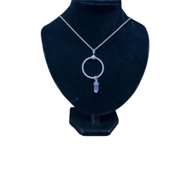 Pandora Women's 925 silver necklace with  Circle & Pink Pendant