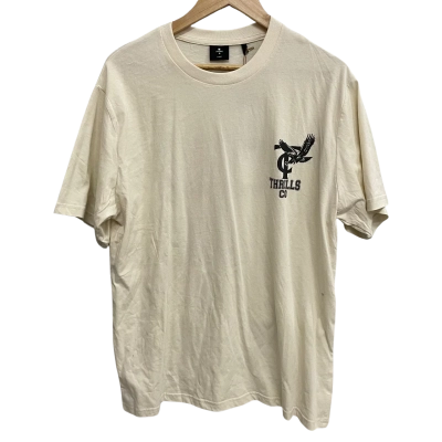 Thrills Mens  Size L Short Sleeve T-shirt Cream 