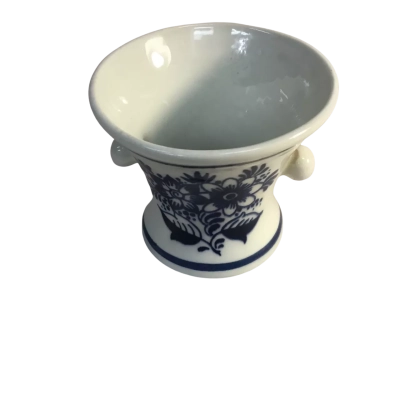 White and Blue Floral Ceramic Mini Vase Approx 5.5 x 6.5cm