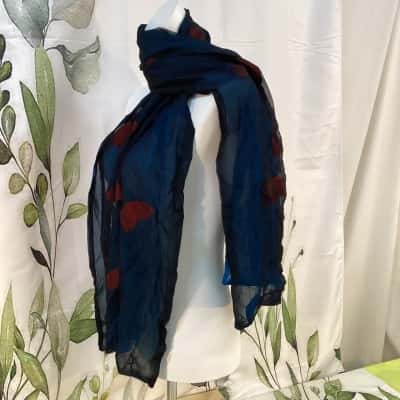 Womens One Size Silk Scarf Blue 