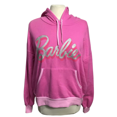  Barbie Womens  Size 10, 60% Cotton Pink Hooded Pullover Jumper  