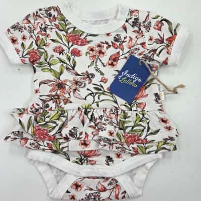  Indigo & Lellow Bodysuit Size 0000 Floral (#6)