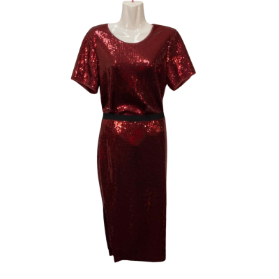 Witchery Womens Sequin Shirt/Skirt Outfit Set  Size M/12 Red 