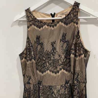 Forever New Womens  Size S Party Dress Beige / Black  