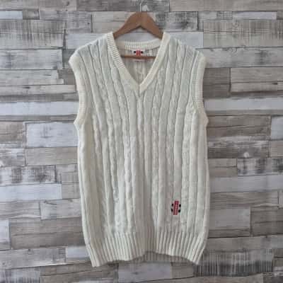  Mens Grey Nicholls Crickey Vest Size L Cream 