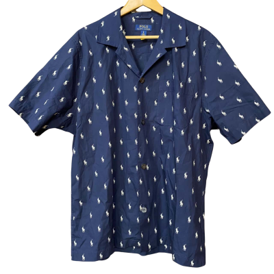 Polo Ralph Lauren Mens Size L Navy Blue Short Sleeve Shirt/Shorts PJ Set