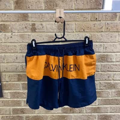  Calvin Klein Swimwear Mens navy & orange swim shorts Size L 
