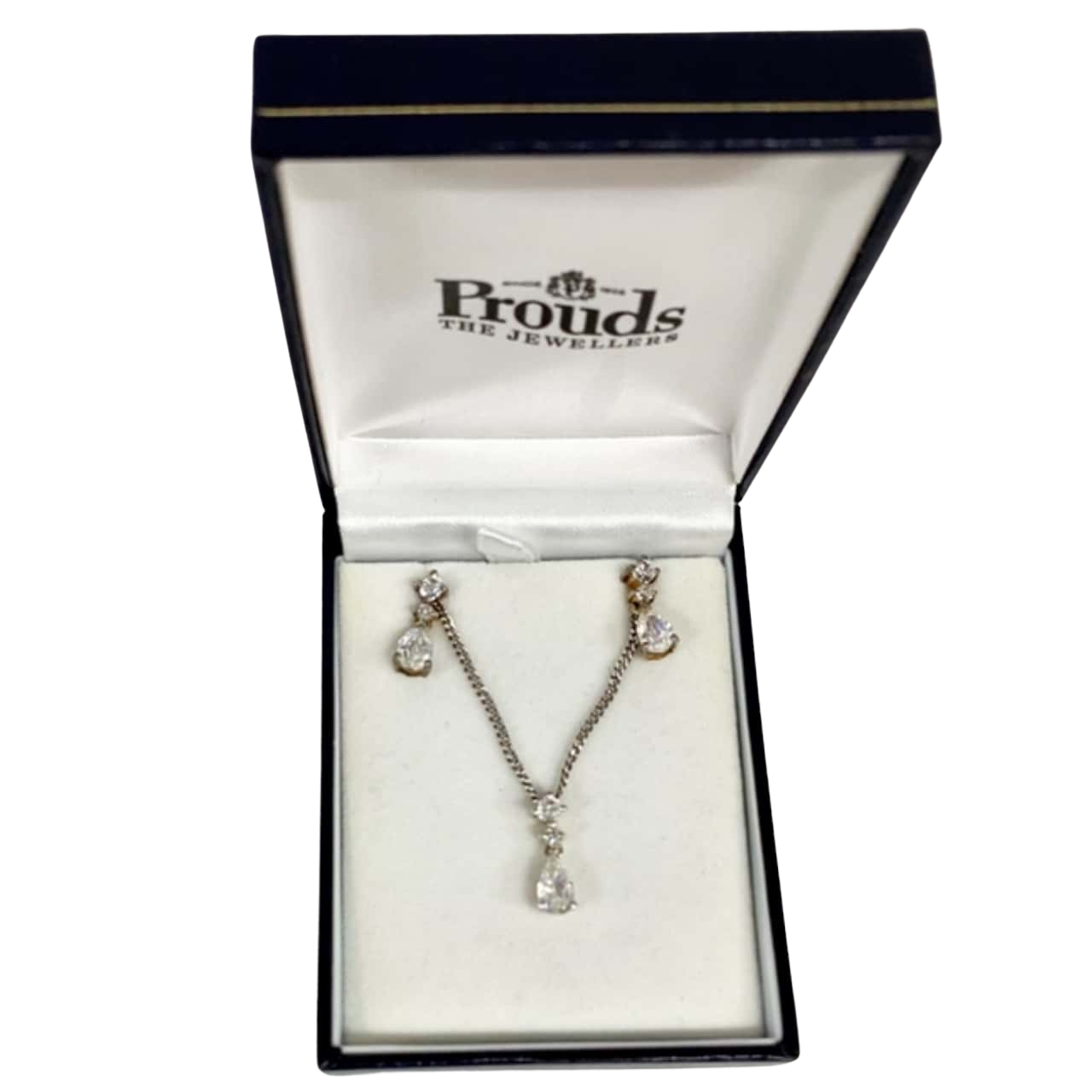 925 Silver Chain with Sparkling Pendant and Matching Earrings in