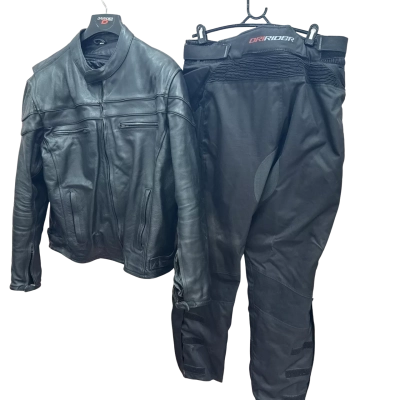 Dri Rider Mens  Size XXXXL Black Leather Motorcycle Jacket With 2XL Biker pants set 