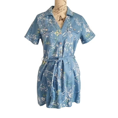 Dotti Womens  Size 12 Short Sleeve Dress  Blue / Floral BNWT