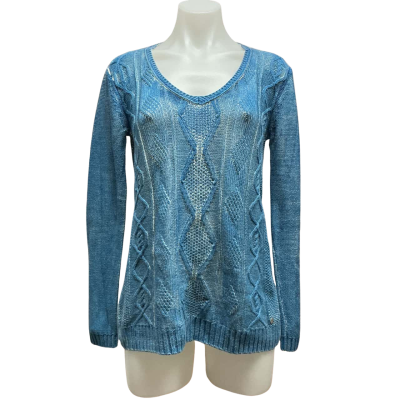 Esprit Womens Size M Crew Neck Jumper Blue / Cream 