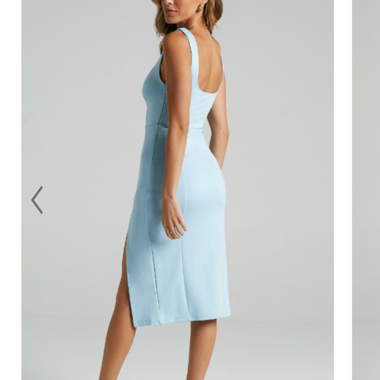 Showpo Light Blue Square Neck Split Mini Love Dress Size 8 / S(s)