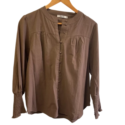 “Sass” Womens  long sleeve shirt - Size 14 Brown 