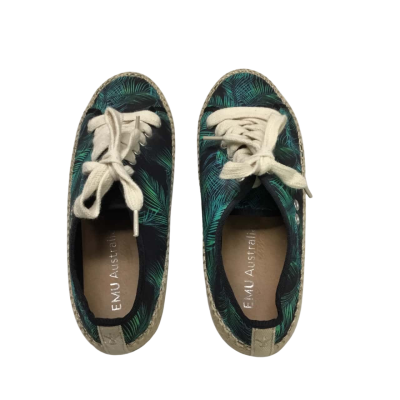 Emu Australia Size 8 Agonis Espadrilles In Black Palm Pattern - Brand New