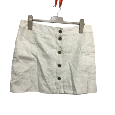 Witchery Womens  Size 14 Beige 100% Linen Pocket Mini Skirt