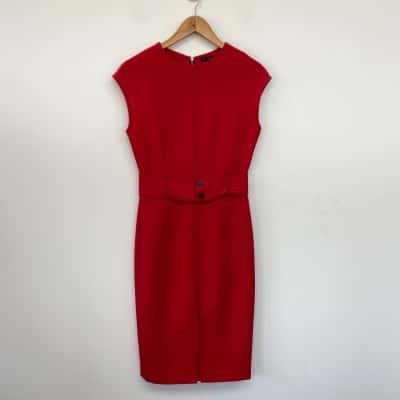 Zara Basic Red Sleeveless Midi Dress Size S 
