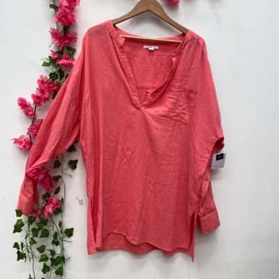 O’Neill Womens Long Sleeve V-Neck Top Size XL Coral 