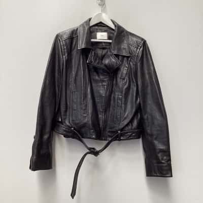Cue Womens Leather Jacket Size 16