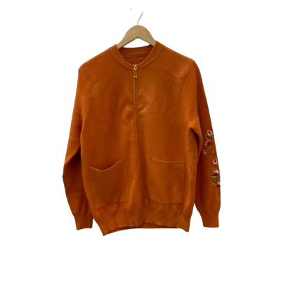 Baotifei Womens  Size XXXL Cardigan Burnt Orange Embroidered