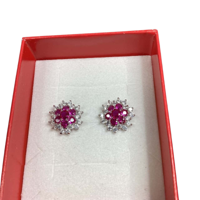 Stirling silver earrings cubic zirconias and glass