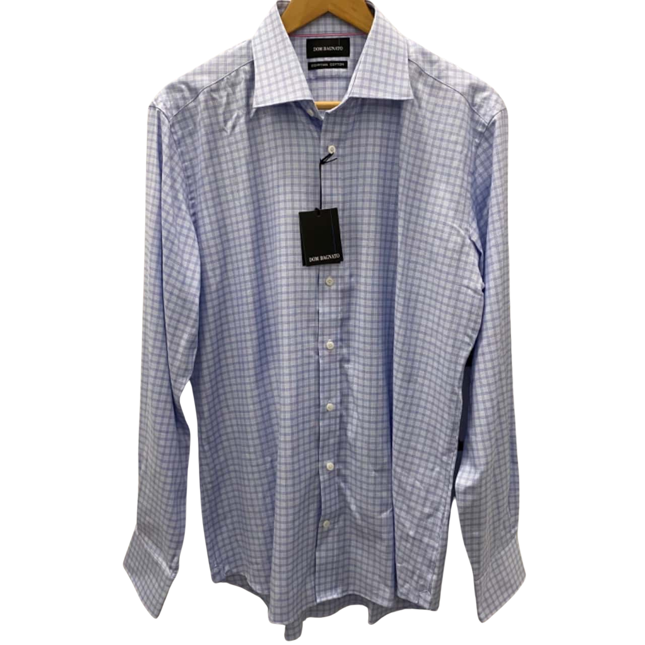 Mens DOM BAGNATO Pale Blue Checked Long Sleeve Shirt Brand New(s)
