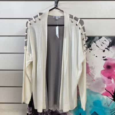 Womens Size M Rockmans grey & cream cardigan New