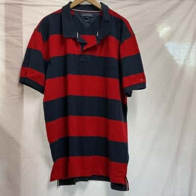 Tommy Hilfiger Mens  Size XXL Short Sleeve T-shirt Blue / Red / Striped 