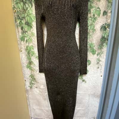 Forever New Women's  Size 6 Gunmetal Eliza Ribbed Column Midi Dress