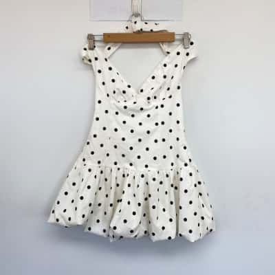Pepper Mayo  White Polka Dot Halter Neck Mini Dress Size 10 