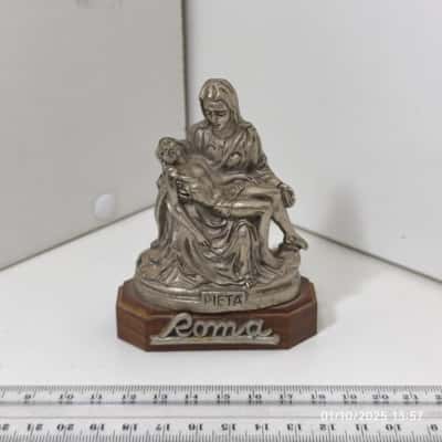 Religious Ornament Pewter Roma Pieta Vintage 