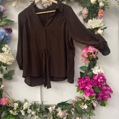 Saba Size 12 Blouse Brown silk with flaws