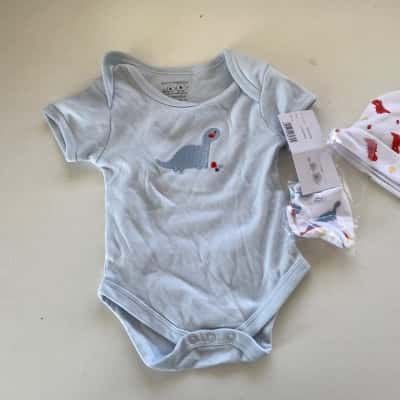  Watch Me Grow Blue Short Sleeve Onesie Kids  Size 6-9m 