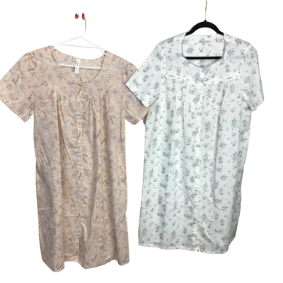 2 Piece Womens  Sizes 12 - 14 Long Length Button Up Nightie Set