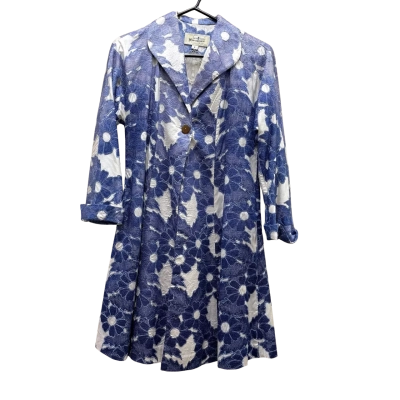 Trelise Cooper Blue Floral Silk Coat Size 8