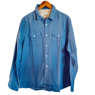 Country Road Mens Size XL Long Sleeve Shirt Blue & White check 