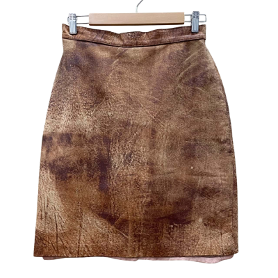 Womens Brown Leather Skirt 