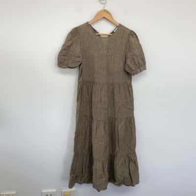 Seed Heritage Khaki Short Sleeve Maxi Dress  Size 6 