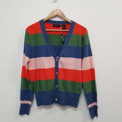 Oxford Women's Size 12 Elena Stipe Cashmere Blend Cardigan - New With Tags