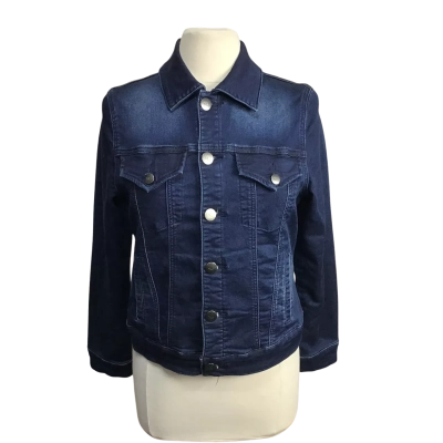  New London Jeans Womens  Size M 98% Cotton Dark Blue Denim Jacket 