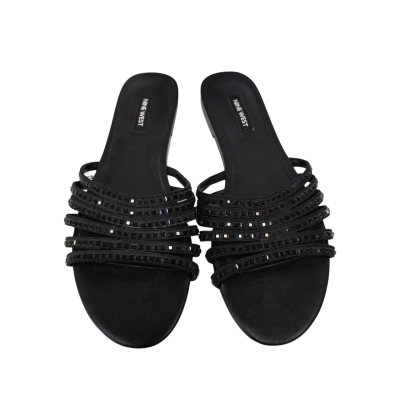 Nine West Womens  Size 9.5 Black Textile / Glass Stone Upper