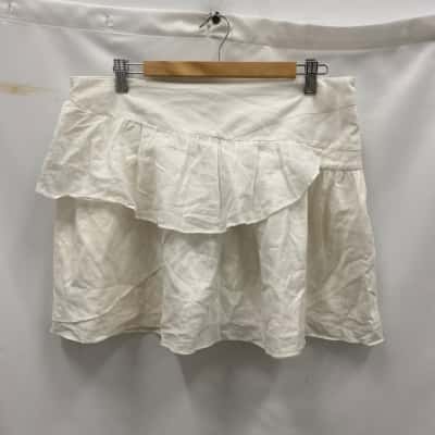 Country Road Women's Size 14 Mini Ruffle Skirt Off White RRP$100