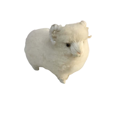 Vintage Wool White Ram Figurine Approx 8 x 9 cm