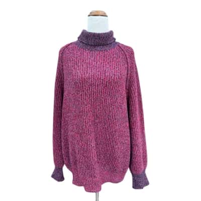 Ganni Womens Turtleneck Jumper Purple / Red Size SM