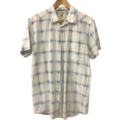 Rodd & Gunn Short Sleeve Checked Shirt Size M Blue & White Cotton