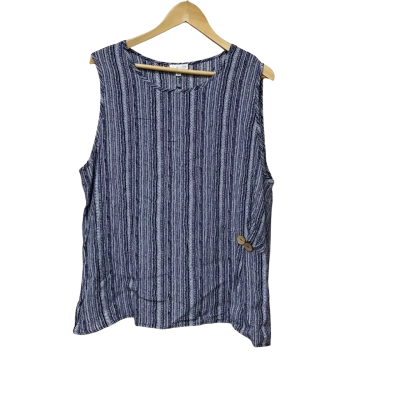 BNWT W.Lane Womens Size 18 Geo Print Sleeveless Top Navy Blue / White 