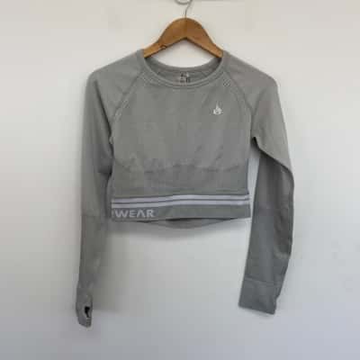 Ryderwear Grey Freestyle Seamless Long SLeeve Crop Top  Size M 