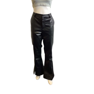 AJE Women's Size 12 Faux Leather Flared Pant Black  