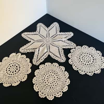 Crocheted Doilies - mix of 4