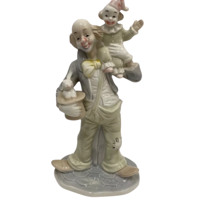 Ceramic Clown with Rabbit & Child 