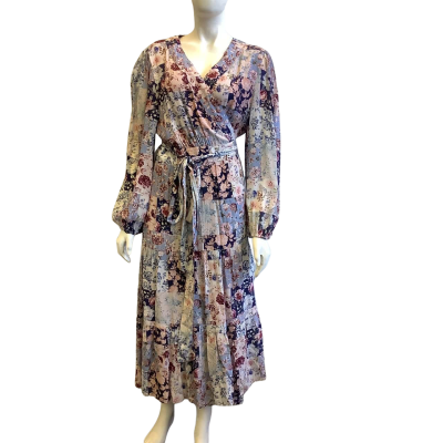 BNWT Portmans Women's Size 18 Long Sleeve Maxi Wrap Dress Floral 